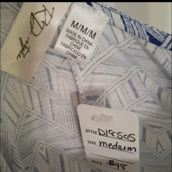 rd style Summer dress blue white soft knit s m sundress 2 3 4 - Picture 4 of 6